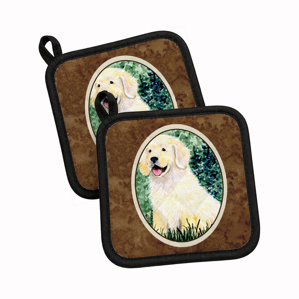 Golden Retriever Pot Holder Set of 2 Heat Resistant Quilted Hot Pads 7.5 x 7.5 Inch, Insulated Kitchen Trivets for Cooking & Baking