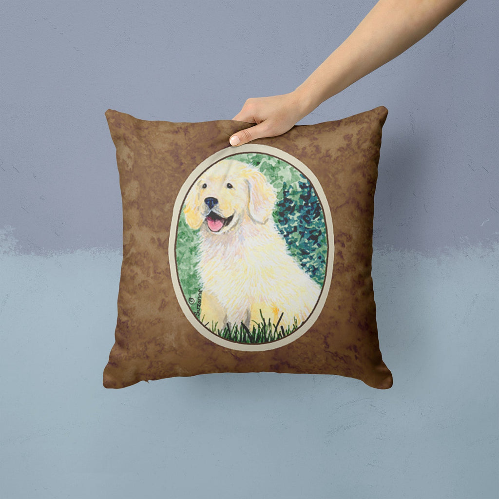 Golden Retriever Decorative Throw Pillow 14x14 Indoor Outdoor Accent Cushion, Fabric Cover with Insert for Sofa, Bed, Porch & Living Room