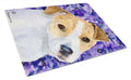 Jack Russell Terrier Cutting Board Tempered Glass Kitchen Cutting Surface, Heat Resistant Chopping, Non-Slip Feet, Food Prep & Serving
