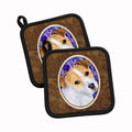 Jack Russell Terrier Pot Holder Set of 2 Heat Resistant Quilted Hot Pads 7.5 x 7.5 Inch, Insulated Kitchen Trivets for Cooking & Baking