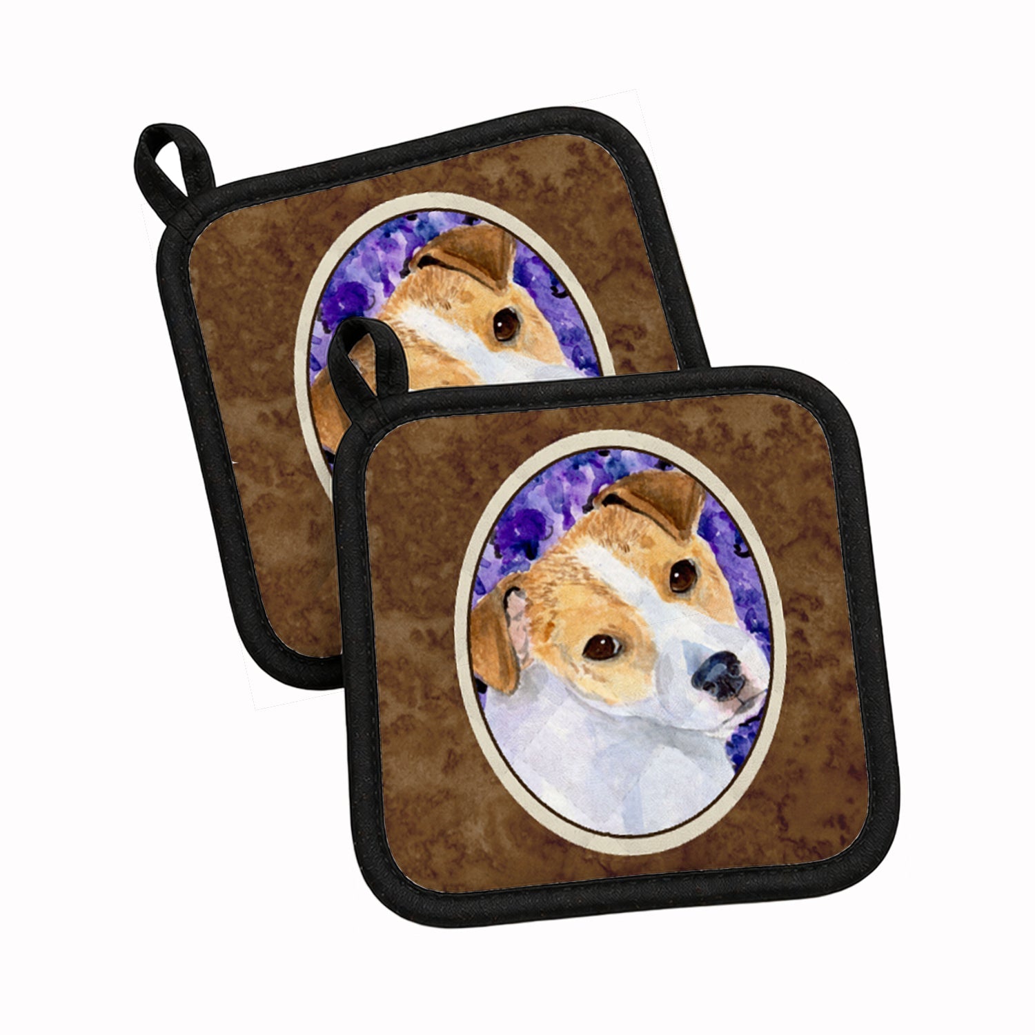 Jack Russell Terrier Pot Holder Set of 2 Heat Resistant Quilted Hot Pads 7.5 x 7.5 Inch, Insulated Kitchen Trivets for Cooking & Baking