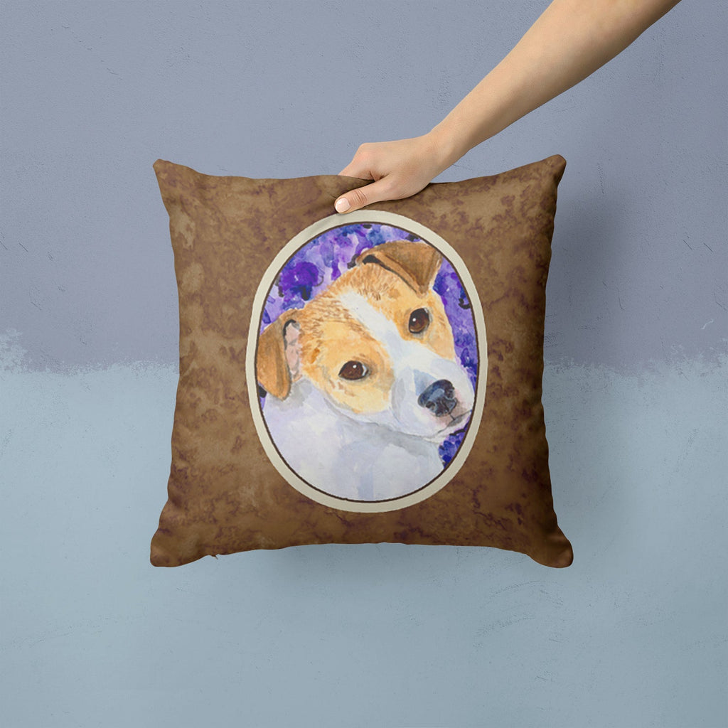 Jack Russell Terrier Decorative Throw Pillow 14x14 Indoor Outdoor Accent Cushion, Fabric Cover with Insert for Sofa, Bed, Porch & Living Room