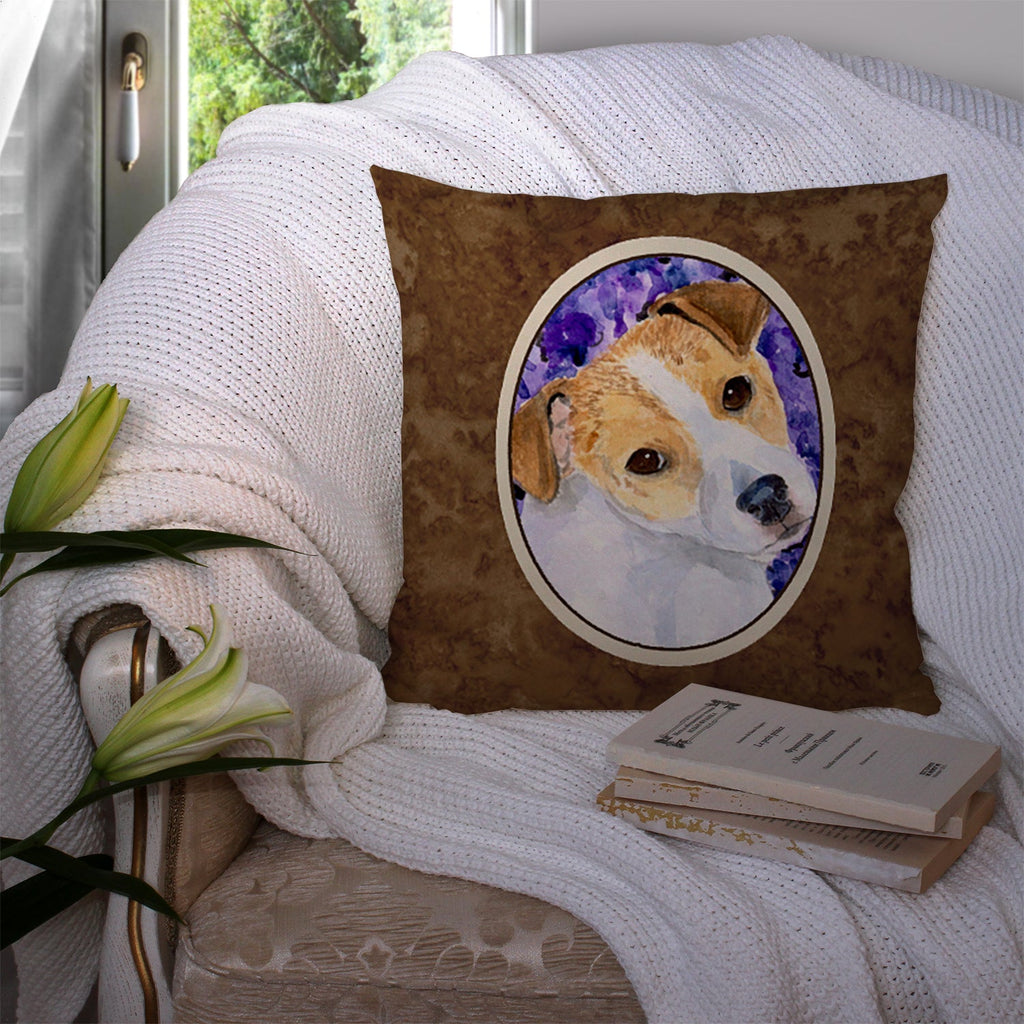 Jack Russell Terrier Decorative Throw Pillow 14x14 Indoor Outdoor Accent Cushion, Fabric Cover with Insert for Sofa, Bed, Porch & Living Room