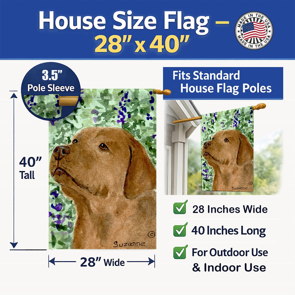 Chocolate Labrador House Flag 28x40 Porch Sleeve Pole Decorative Outside Yard Banner Artwork Wall Hanging, Polyester