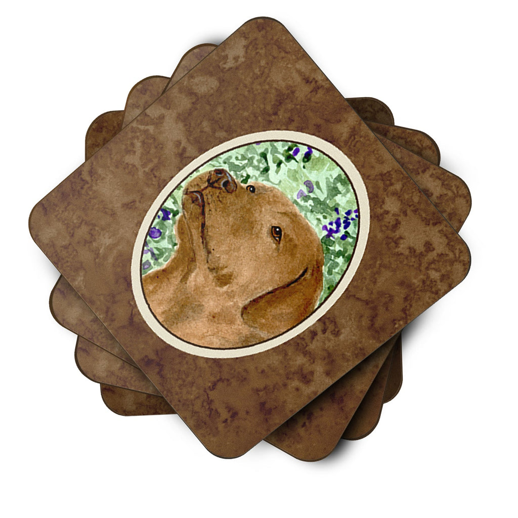 Chocolate Labrador Foam Coasters Set of 4 Cup Coasters for Indoor Outdoor, Tabletop Protection, Anti Slip, Mouse pad Material