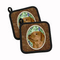 Chocolate Labrador Pot Holder Set of 2 Heat Resistant Quilted Hot Pads 7.5 x 7.5 Inch, Insulated Kitchen Trivets for Cooking & Baking
