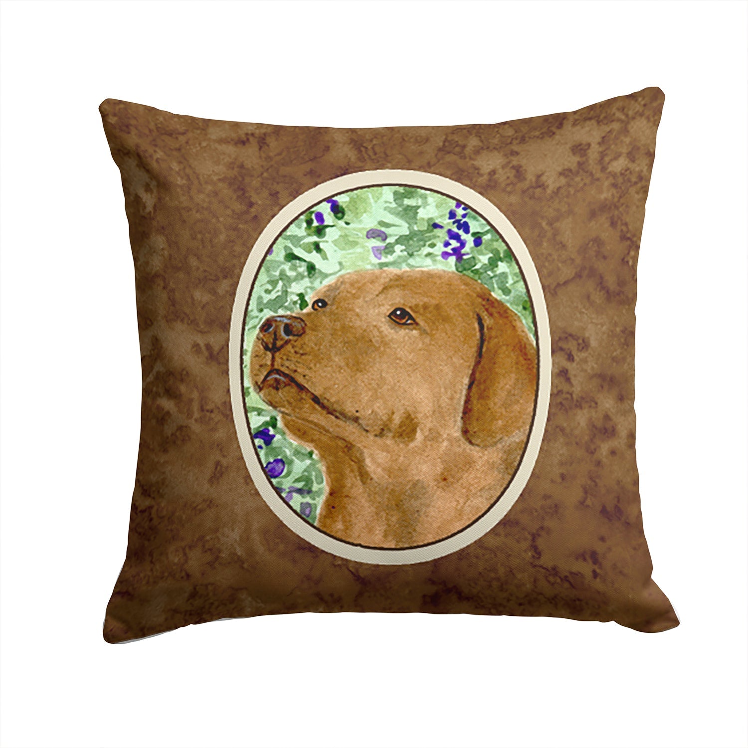 Chocolate Labrador Decorative Throw Pillow 14x14 Indoor Outdoor Accent Cushion, Fabric Cover with Insert for Sofa, Bed, Porch & Living Room