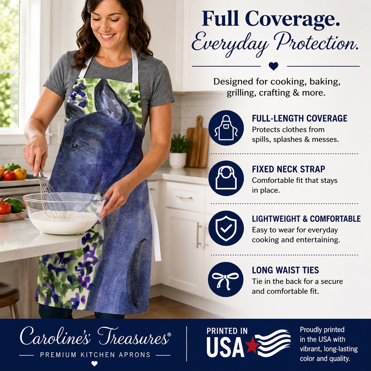 Great Dane Apron Cooking Kitchen Server Baking Crafts Gardening for Adult Women Men, Unisex, Large, Multicolor