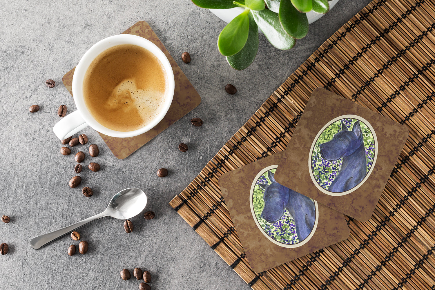 Great Dane Foam Coasters Set of 4 Cup Coasters for Indoor Outdoor, Tabletop Protection, Anti Slip, Mouse pad Material