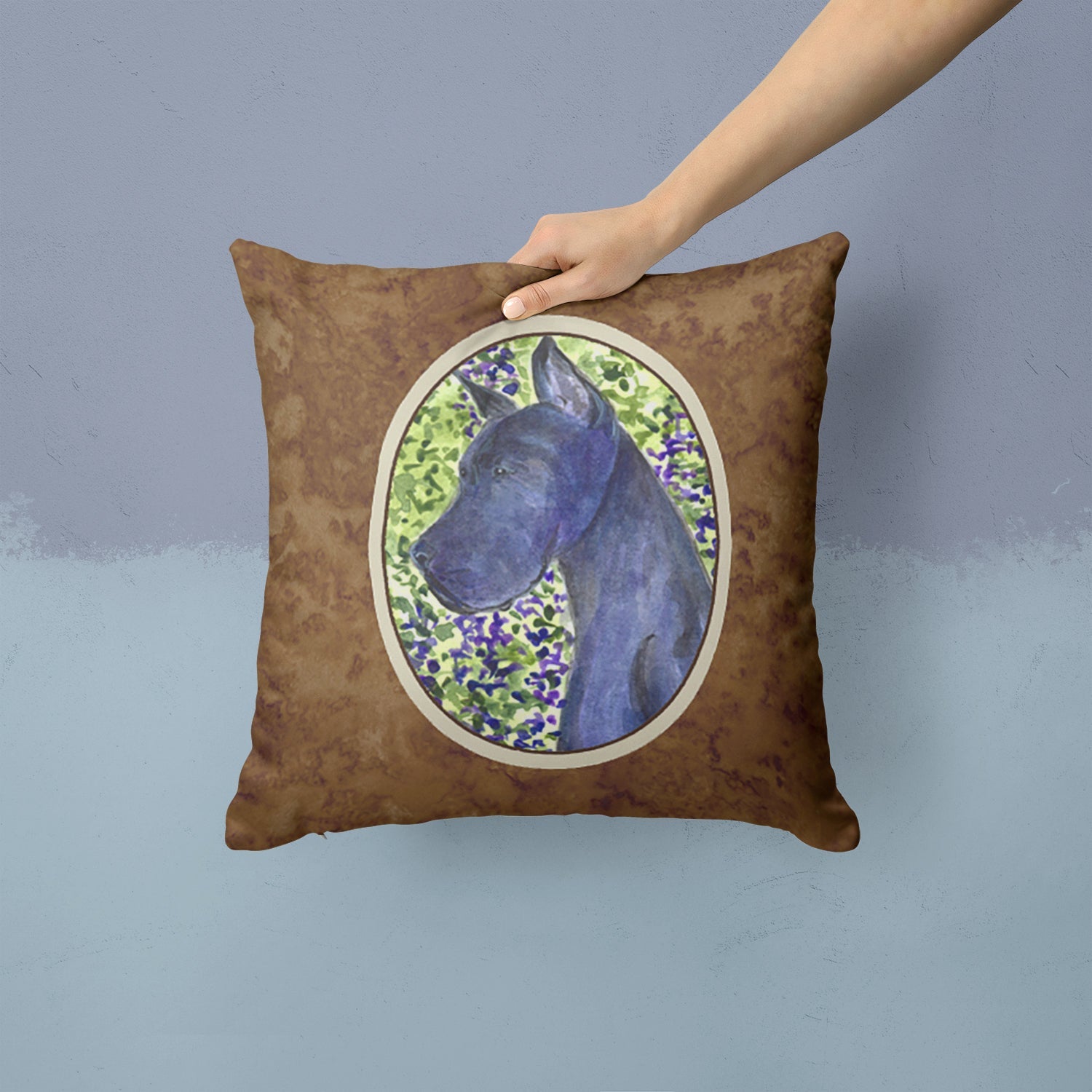 Great Dane Decorative Throw Pillow 14x14 Indoor Outdoor Accent Cushion, Fabric Cover with Insert for Sofa, Bed, Porch & Living Room