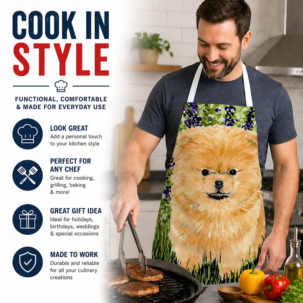Pomeranian Apron Cooking Kitchen Server Baking Crafts Gardening for Adult Women Men, Unisex, Large, Multicolor
