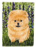 Pomeranian House Flag 28x40 Porch Sleeve Pole Decorative Outside Yard Banner Artwork Wall Hanging, Polyester