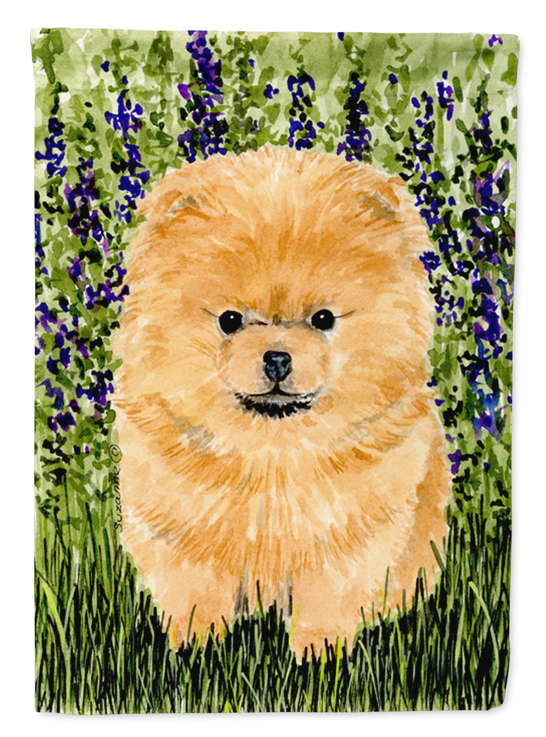 Pomeranian House Flag 28x40 Porch Sleeve Pole Decorative Outside Yard Banner Artwork Wall Hanging, Polyester