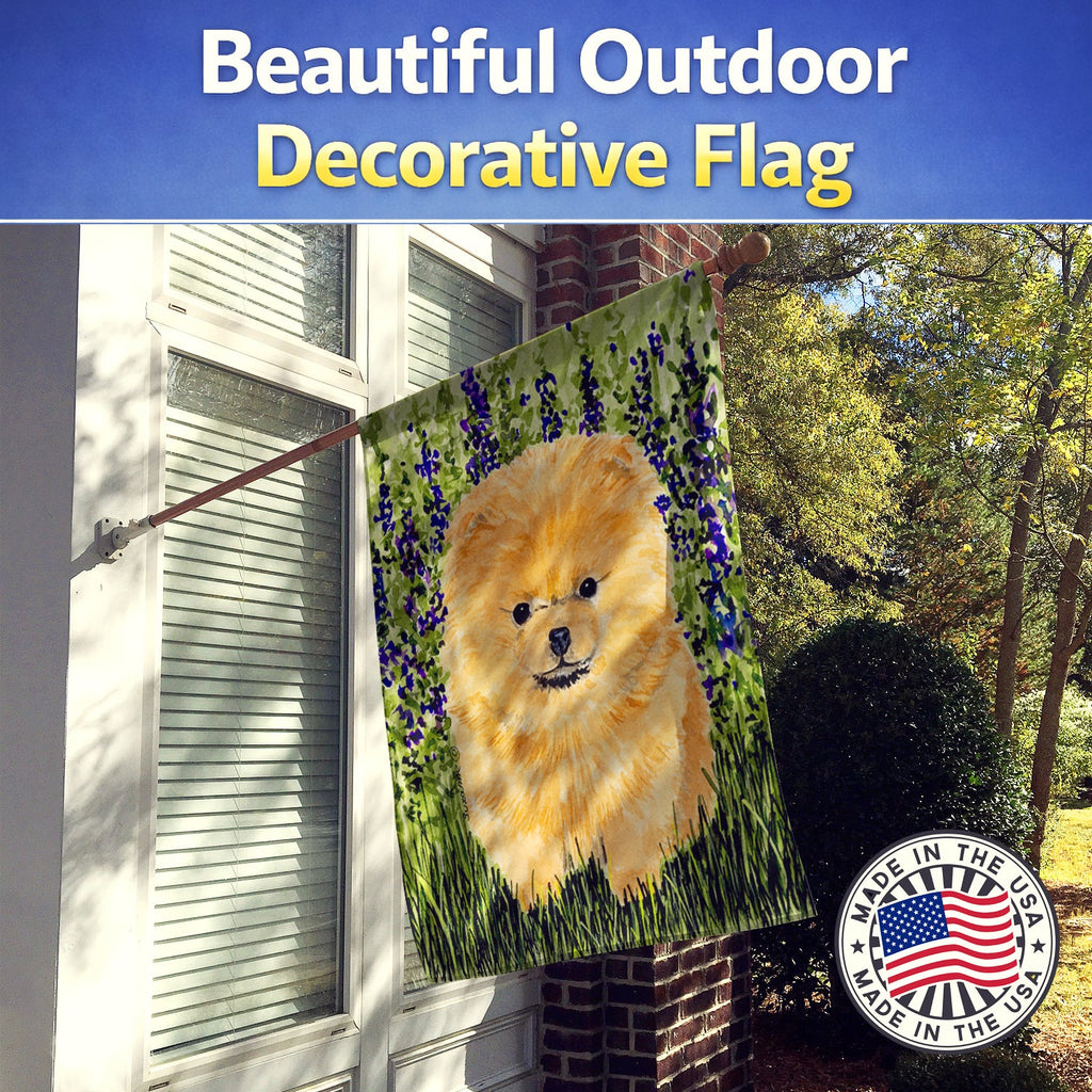 Pomeranian House Flag 28x40 Porch Sleeve Pole Decorative Outside Yard Banner Artwork Wall Hanging, Polyester