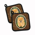 Pomeranian Pot Holder Set of 2 Heat Resistant Quilted Hot Pads 7.5 x 7.5 Inch, Insulated Kitchen Trivets for Cooking & Baking