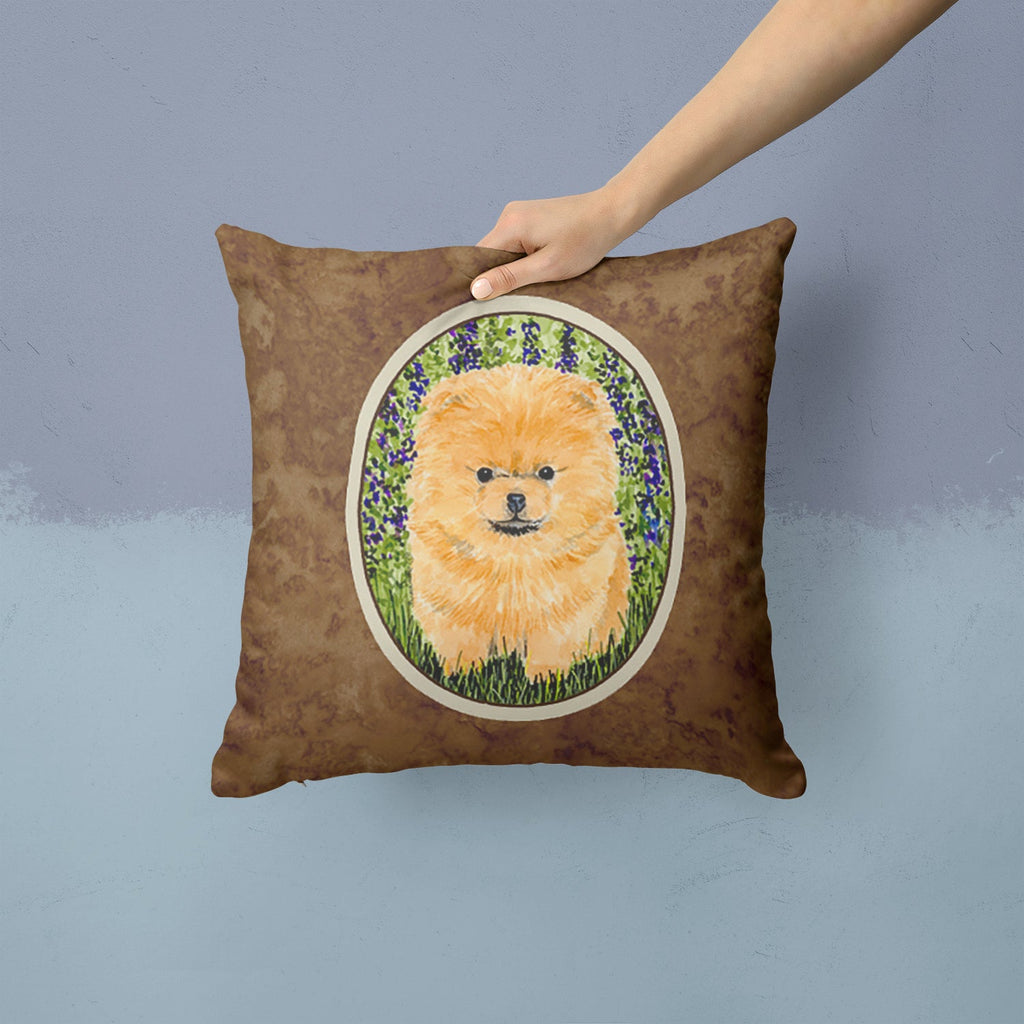 Pomeranian Decorative Throw Pillow 14x14 Indoor Outdoor Accent Cushion, Fabric Cover with Insert for Sofa, Bed, Porch & Living Room