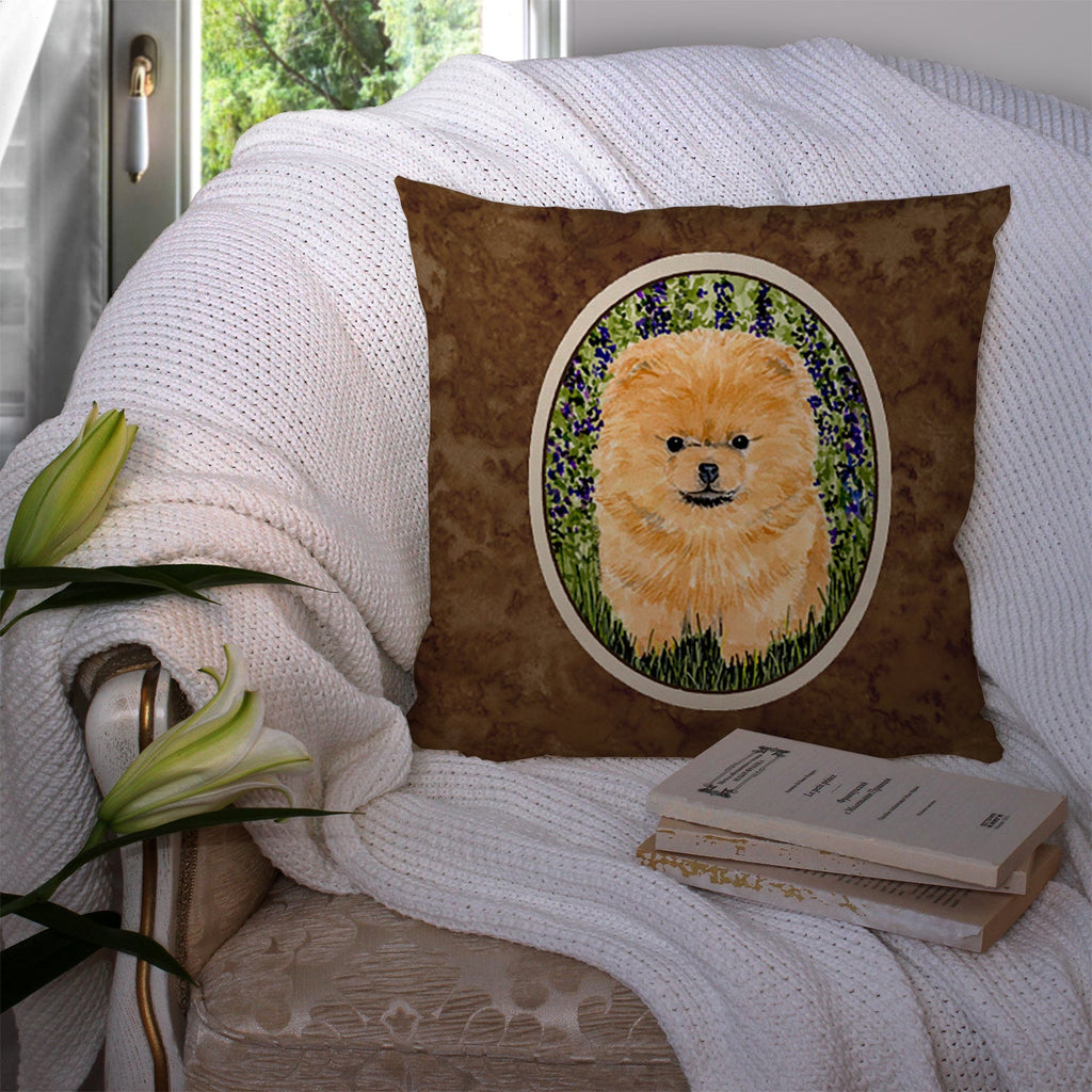Pomeranian Decorative Throw Pillow 14x14 Indoor Outdoor Accent Cushion, Fabric Cover with Insert for Sofa, Bed, Porch & Living Room