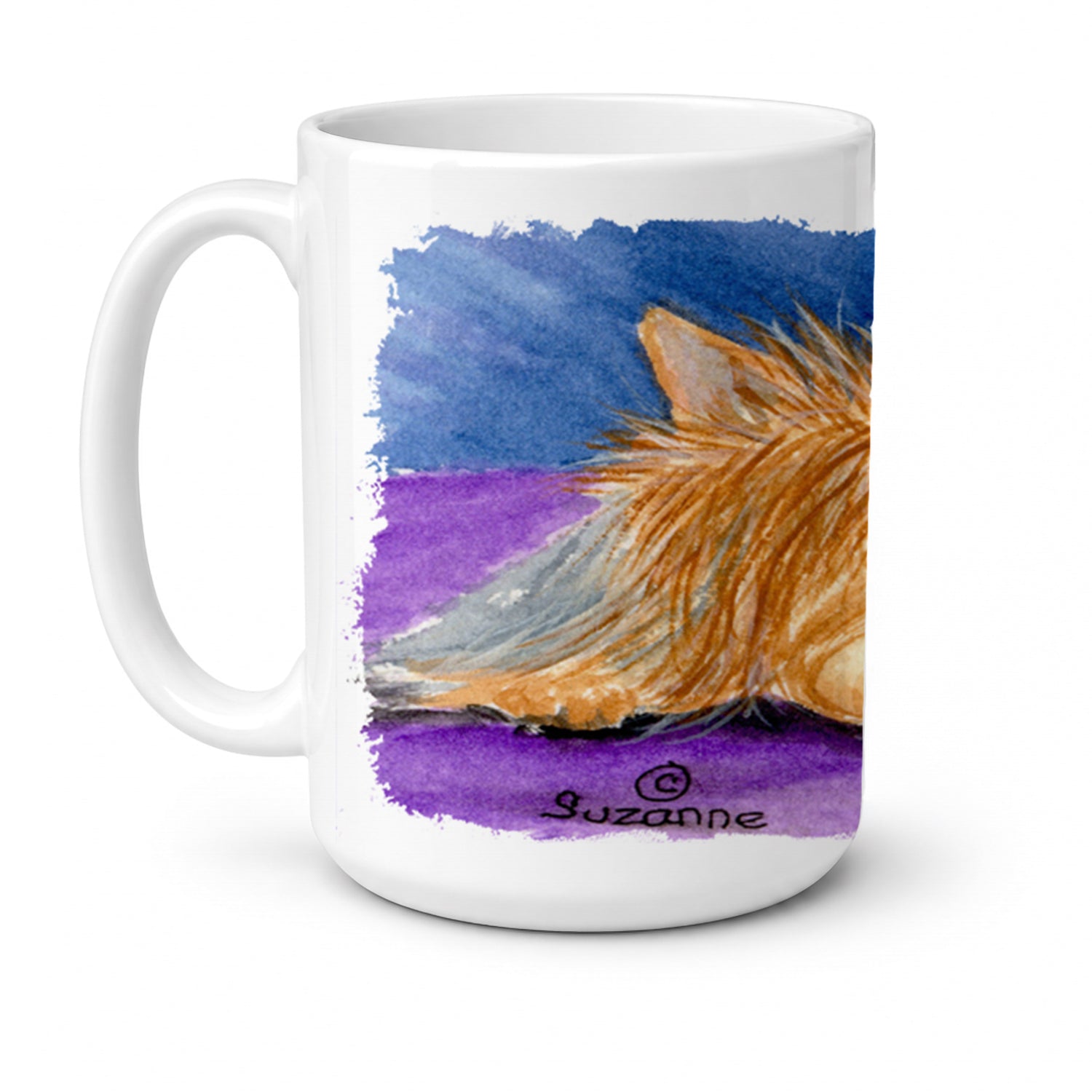 Yorkie Ceramic Coffee Mug 15 oz Decorative Large C Handle Mug Cup for Tea, Cocoa Hot Chocolate
