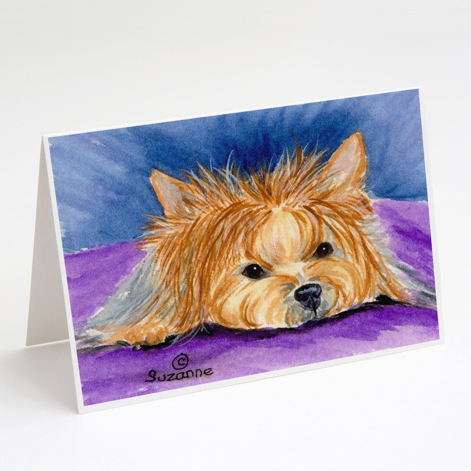 Yorkie Greeting Cards Pack of 8 Blank Cards with Envelopes Whimsical A7 Size 5x7