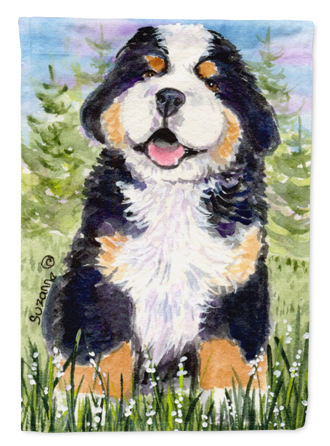 Bernese Mountain Dog House Flag 28x40 Porch Sleeve Pole Decorative Outside Yard Banner Artwork Wall Hanging, Polyester