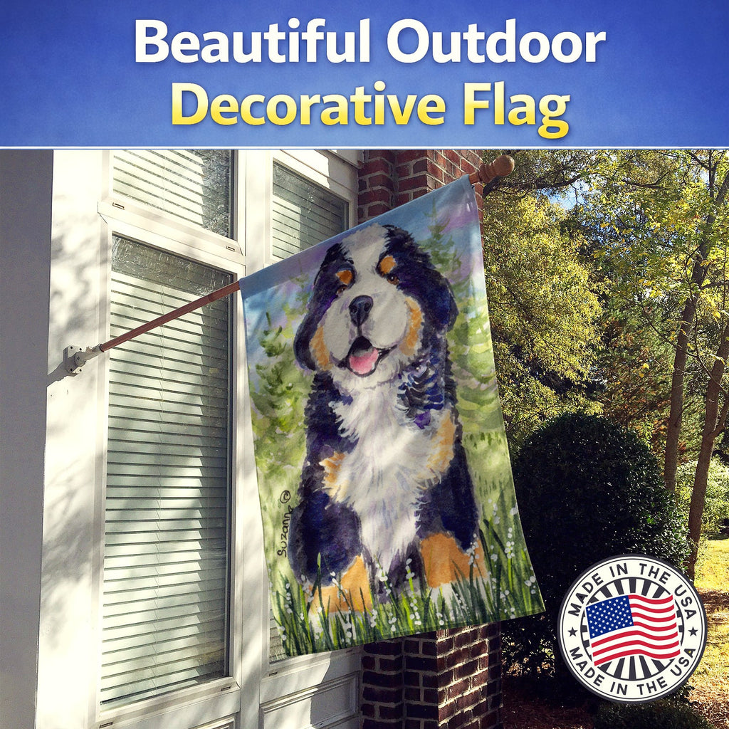 Bernese Mountain Dog House Flag 28x40 Porch Sleeve Pole Decorative Outside Yard Banner Artwork Wall Hanging, Polyester
