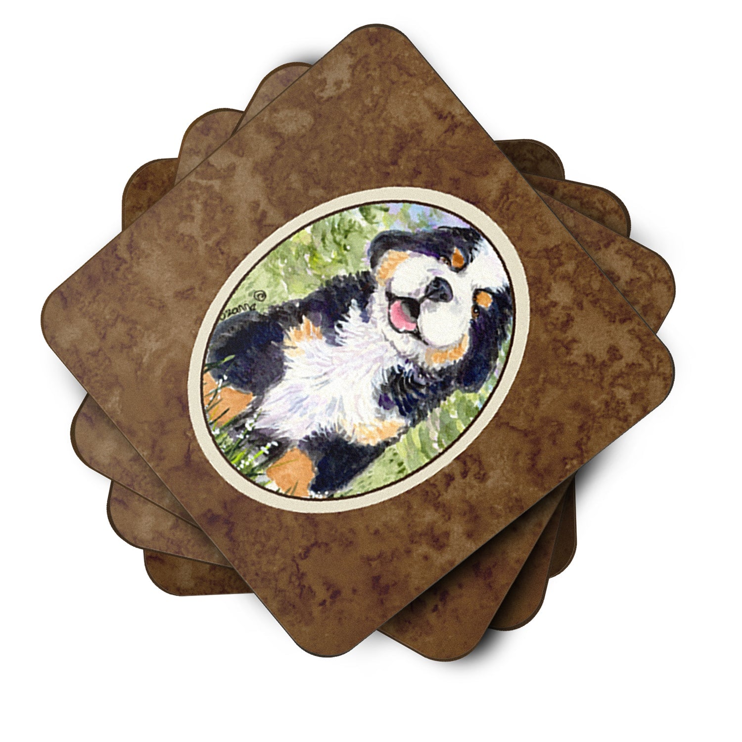 Bernese Mountain Dog Foam Coasters Set of 4 Cup Coasters for Indoor Outdoor, Tabletop Protection, Anti Slip, Mouse pad Material