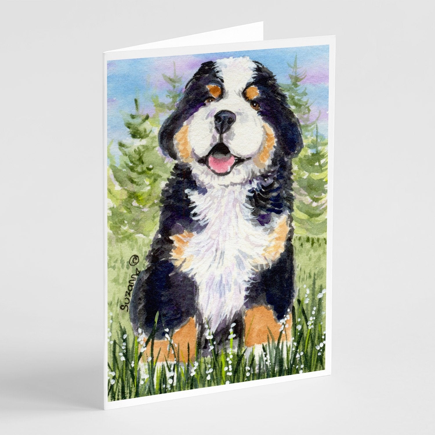 Bernese Mountain Dog Greeting Cards Pack of 8 Blank Cards with Envelopes Whimsical A7 Size 5x7