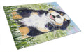 Bernese Mountain Dog Cutting Board Tempered Glass Kitchen Cutting Surface, Heat Resistant Chopping, Non-Slip Feet, Food Prep & Serving