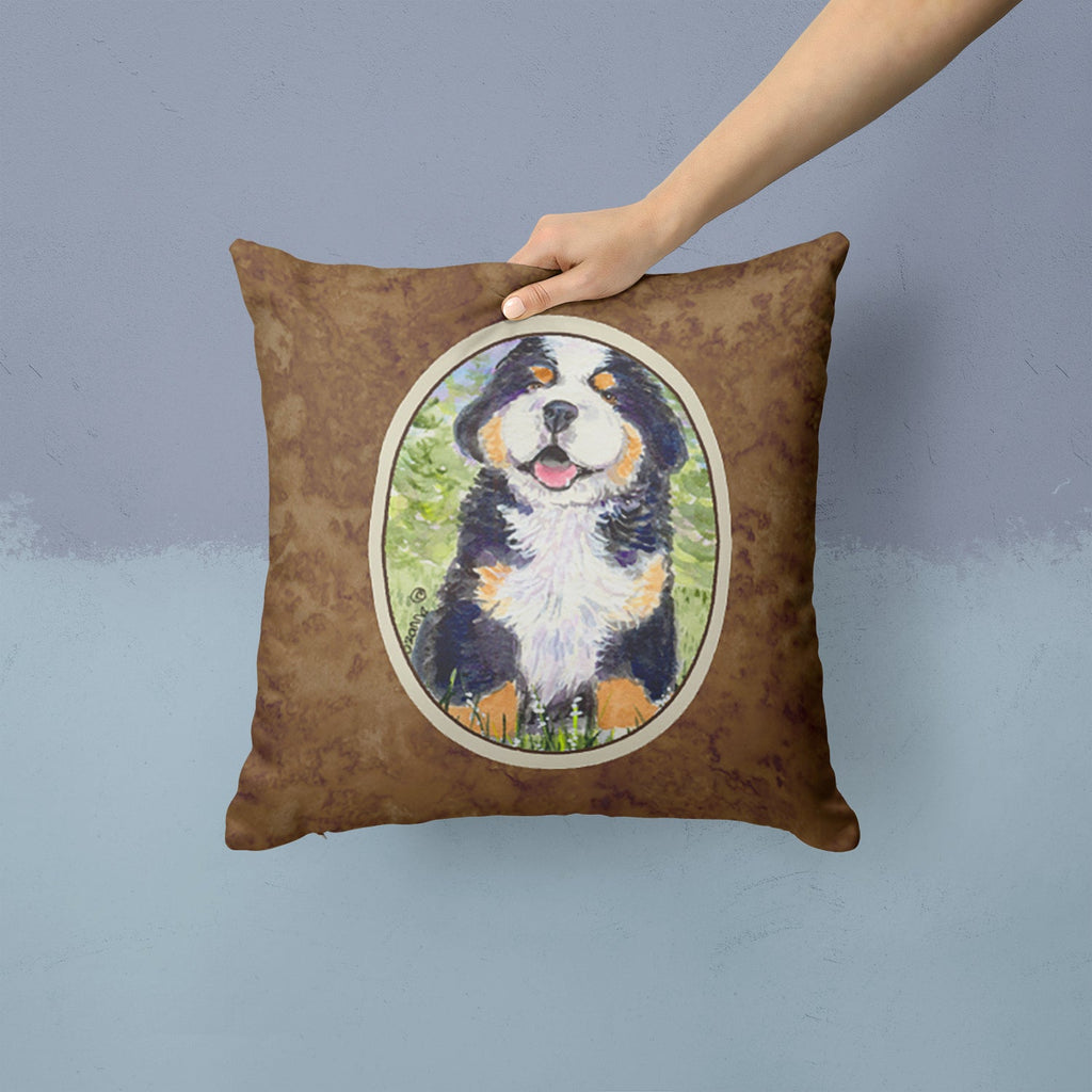 Bernese Mountain Dog Decorative Throw Pillow 14x14 Indoor Outdoor Accent Cushion, Fabric Cover with Insert for Sofa, Bed, Porch & Living Room