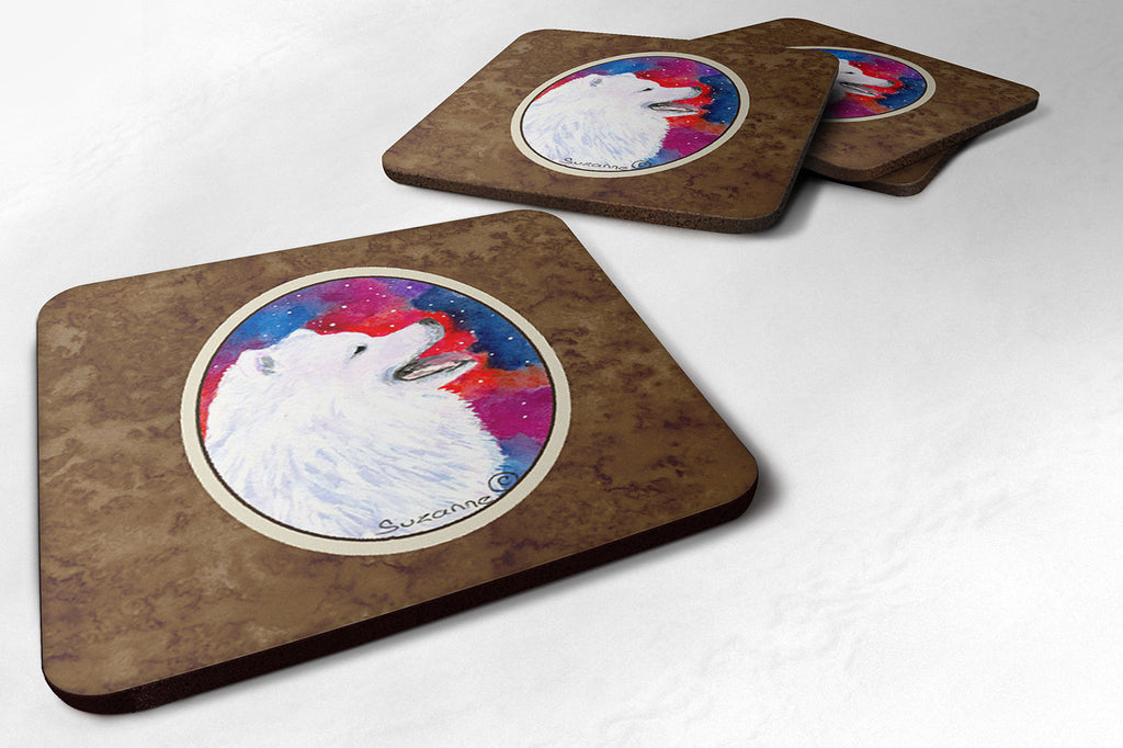 Samoyed Foam Coasters Set of 4 Cup Coasters for Indoor Outdoor, Tabletop Protection, Anti Slip, Mouse pad Material