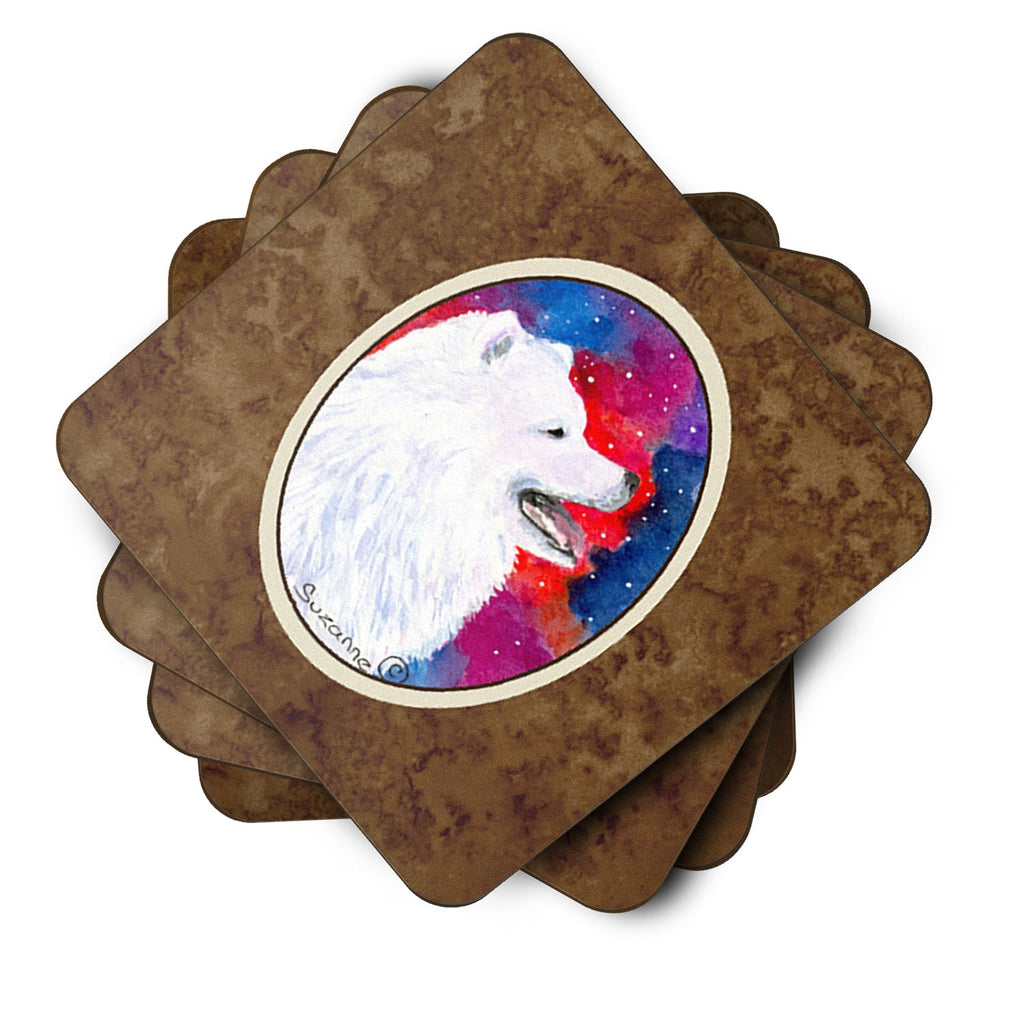 Samoyed Foam Coasters Set of 4 Cup Coasters for Indoor Outdoor, Tabletop Protection, Anti Slip, Mouse pad Material