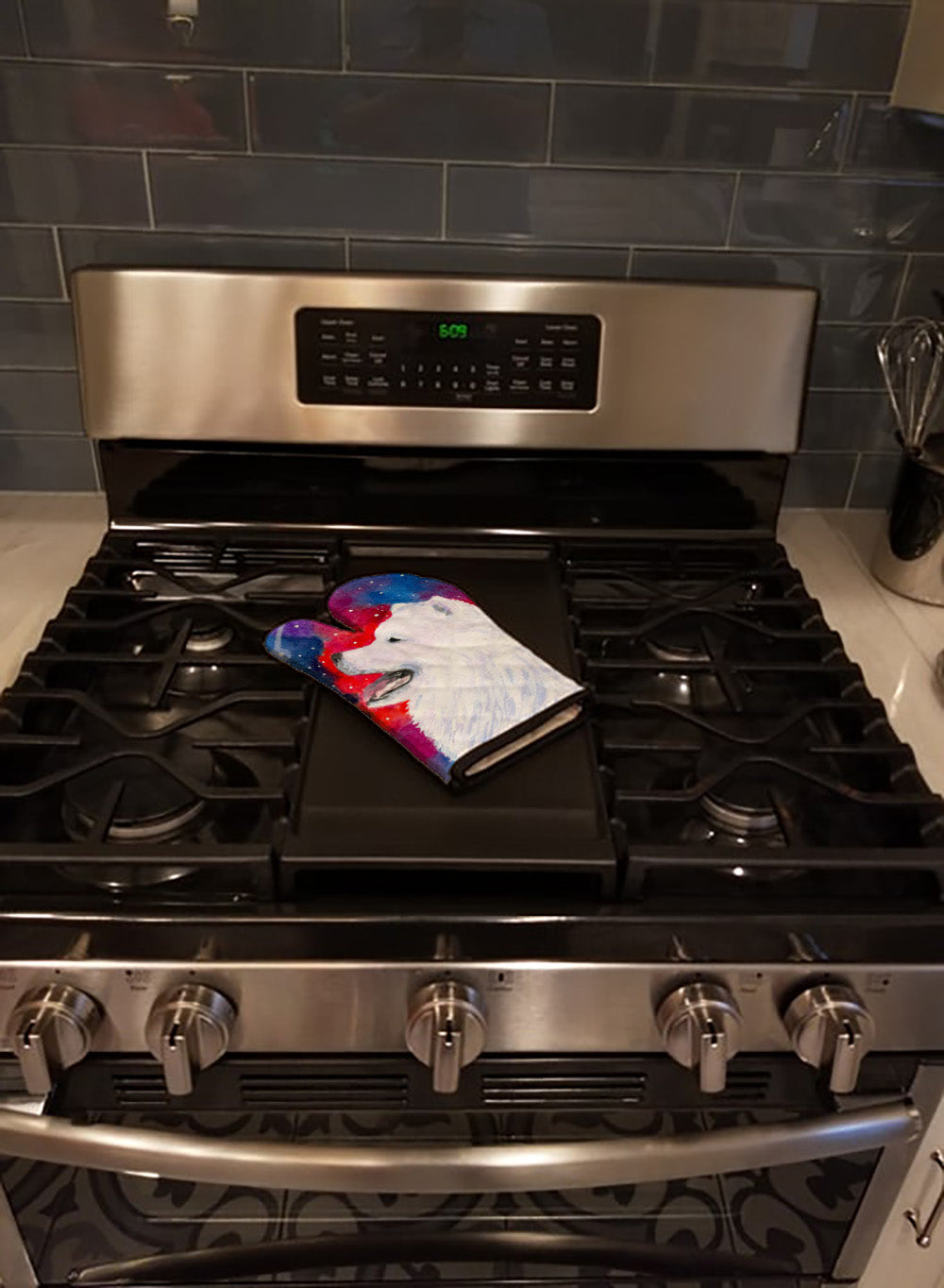 Samoyed Oven Mitt Heat Resistant Thick Oven Mitt for Hot Pans and Oven, Kitchen Mitt Protect Hands, Cooking Baking Glove