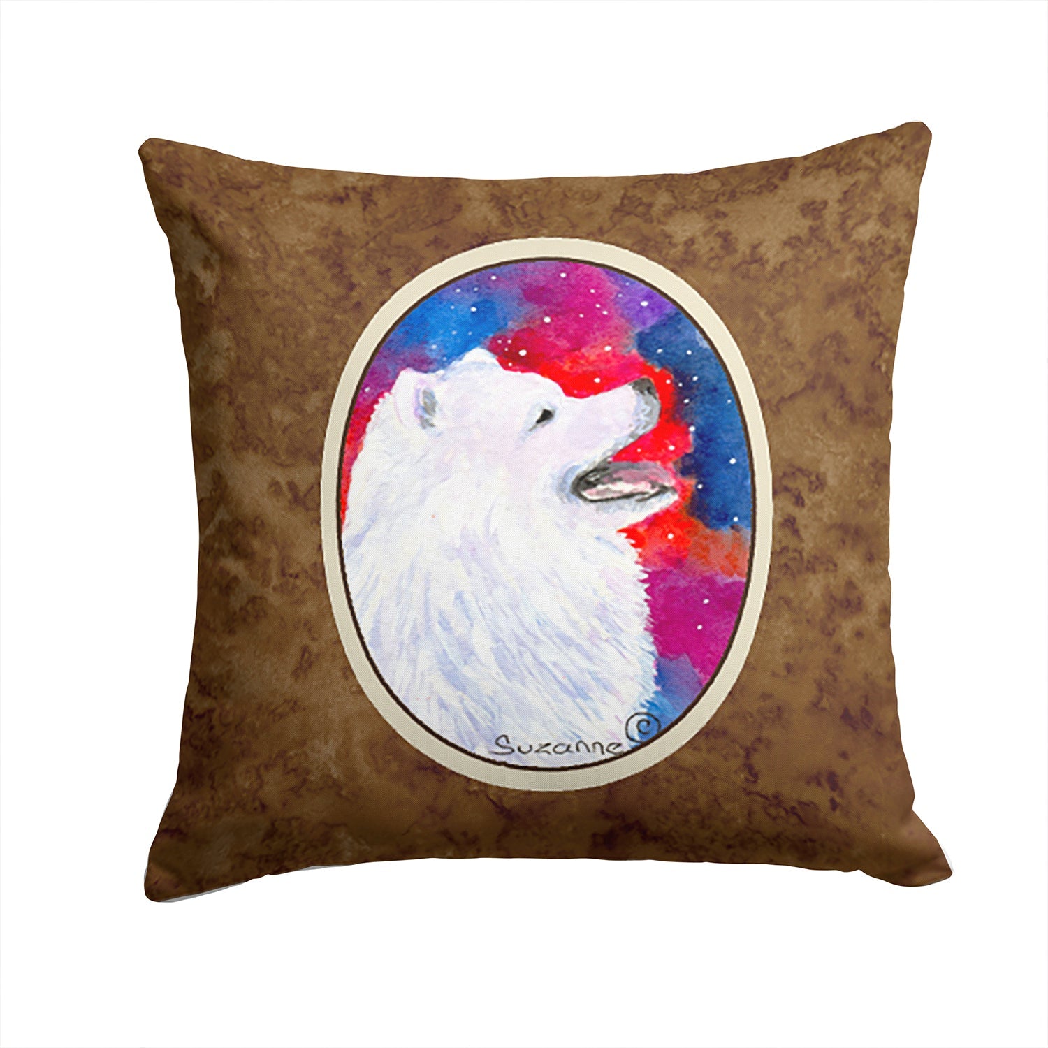 Samoyed Decorative Throw Pillow 14x14 Indoor Outdoor Accent Cushion, Fabric Cover with Insert for Sofa, Bed, Porch & Living Room