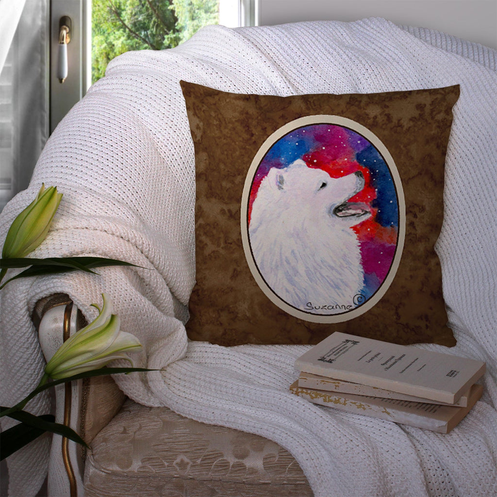 Samoyed Decorative Throw Pillow 14x14 Indoor Outdoor Accent Cushion, Fabric Cover with Insert for Sofa, Bed, Porch & Living Room
