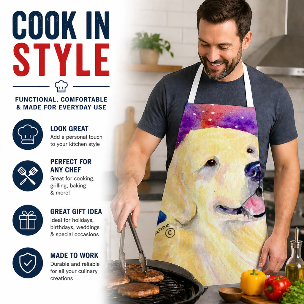 Golden Retriever Apron Cooking Kitchen Server Baking Crafts Gardening for Adult Women Men, Unisex, Large, Multicolor