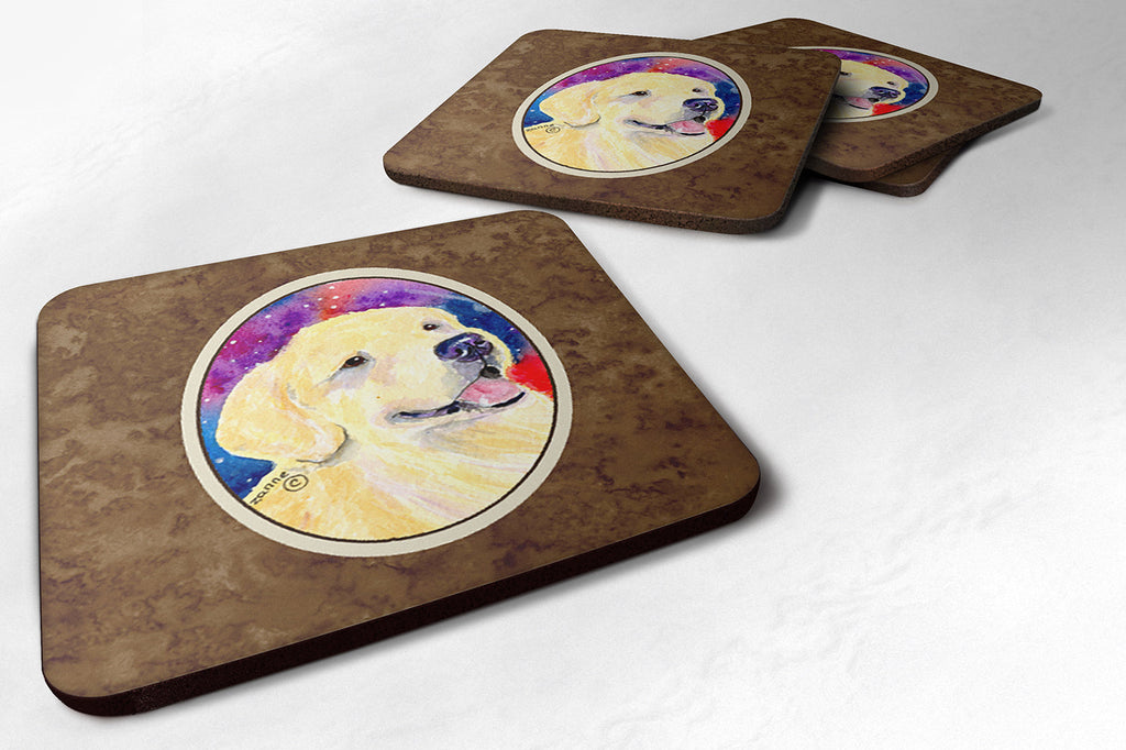 Golden Retriever Foam Coasters Set of 4 Cup Coasters for Indoor Outdoor, Tabletop Protection, Anti Slip, Mouse pad Material