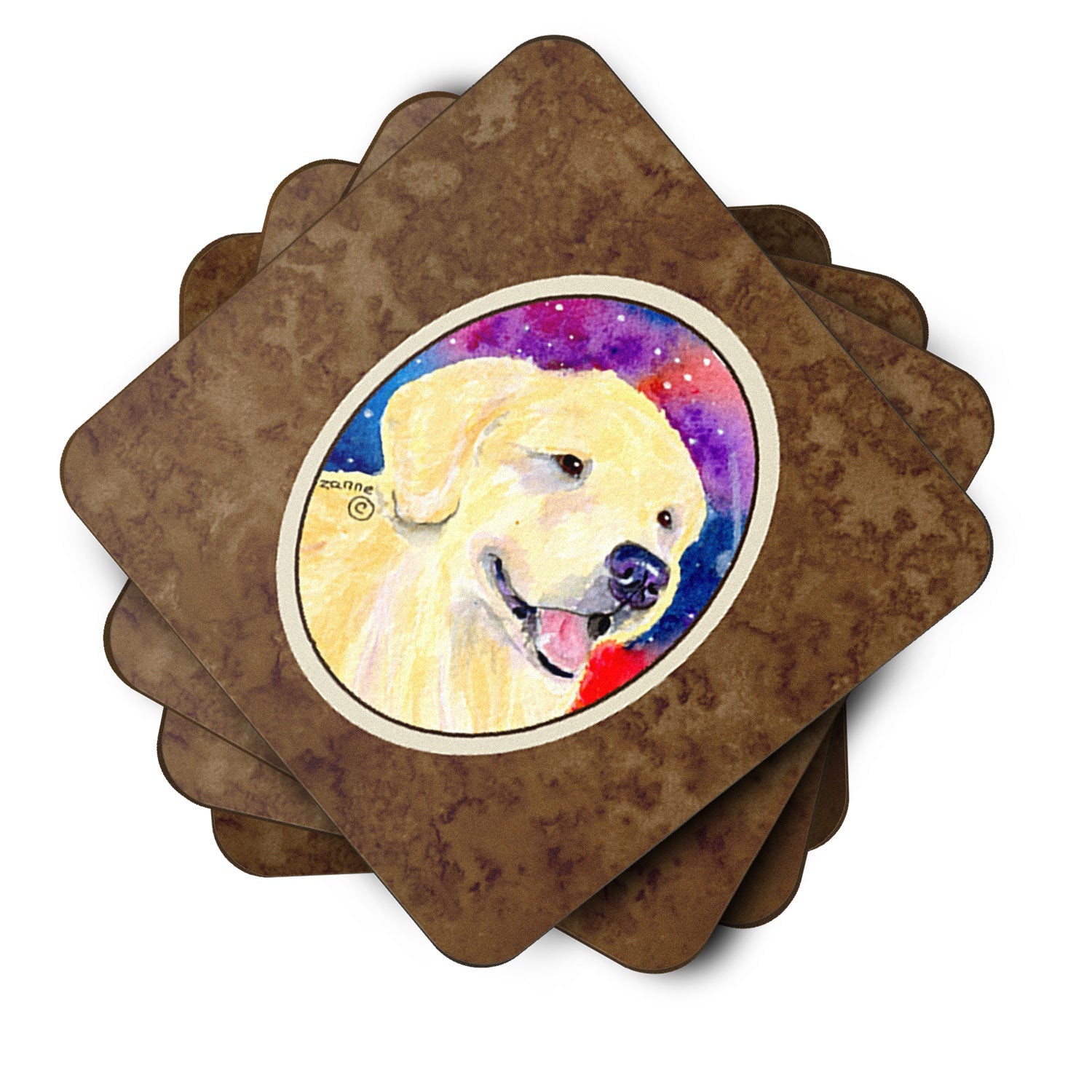 Golden Retriever Foam Coasters Set of 4 Cup Coasters for Indoor Outdoor, Tabletop Protection, Anti Slip, Mouse pad Material