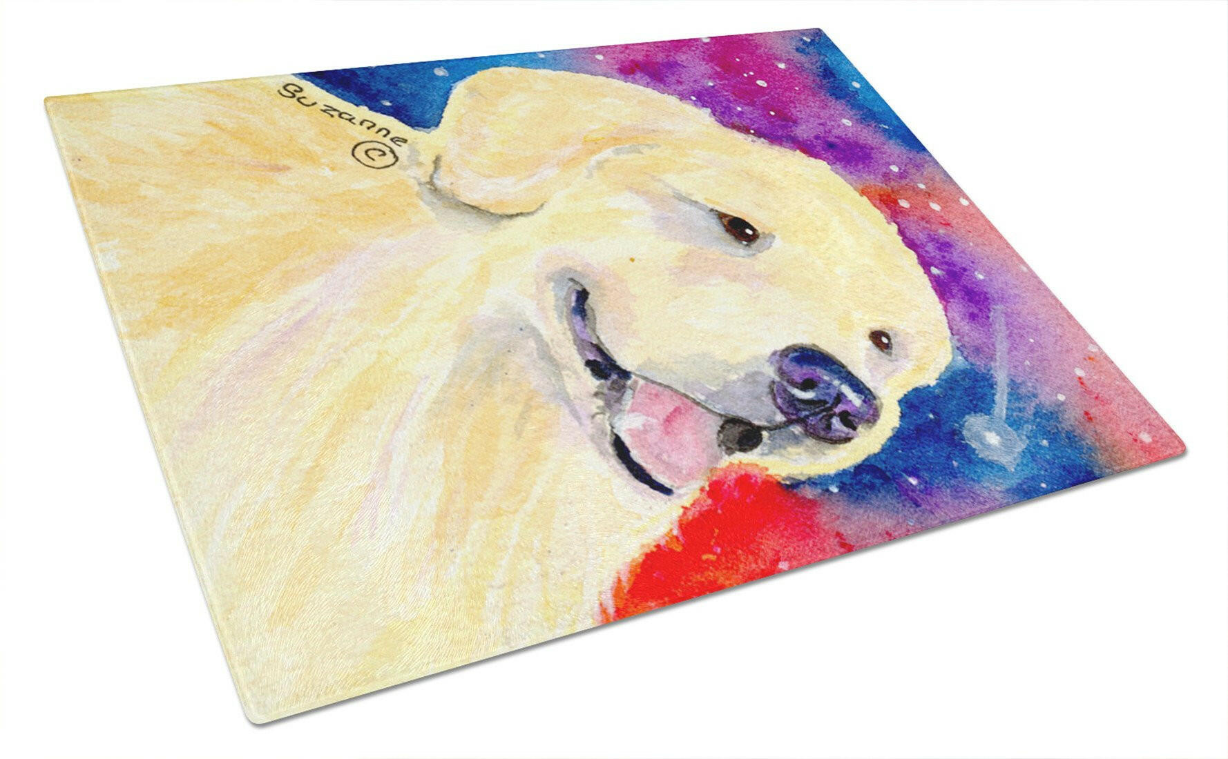 Golden Retriever Cutting Board Tempered Glass Kitchen Cutting Surface, Heat Resistant Chopping, Non-Slip Feet, Food Prep & Serving