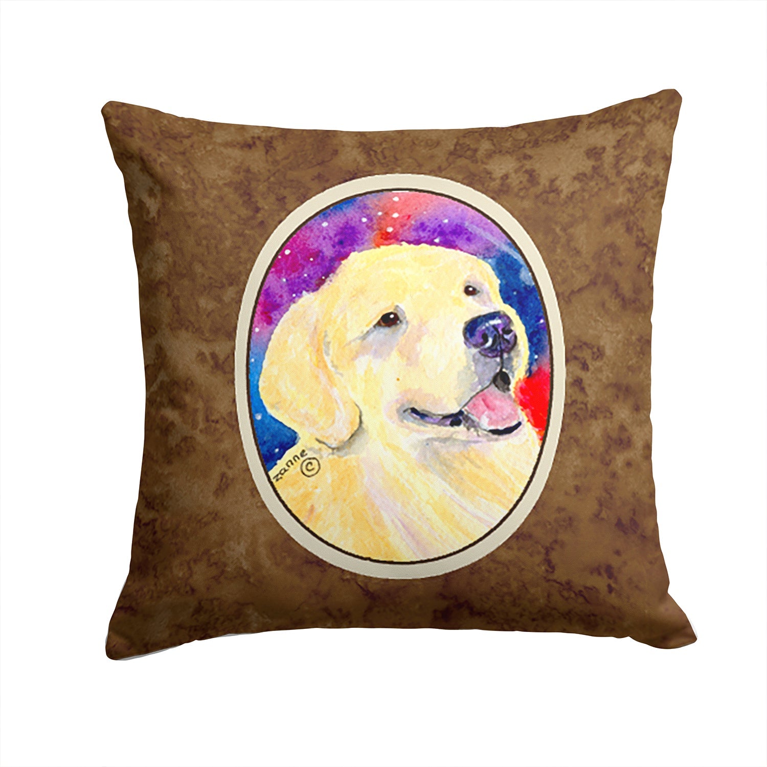 Golden Retriever Decorative Throw Pillow 14x14 Indoor Outdoor Accent Cushion, Fabric Cover with Insert for Sofa, Bed, Porch & Living Room