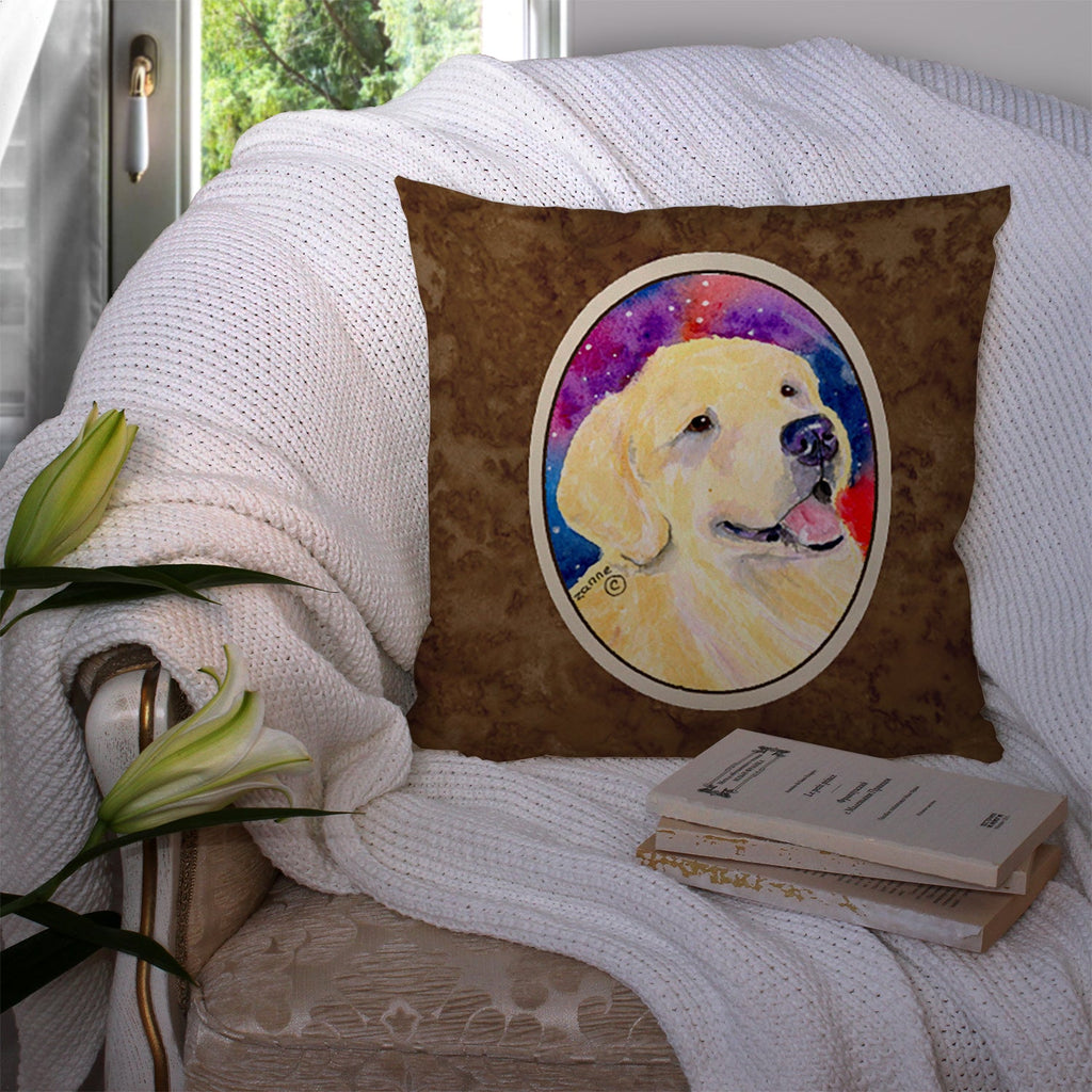 Golden Retriever Decorative Throw Pillow 14x14 Indoor Outdoor Accent Cushion, Fabric Cover with Insert for Sofa, Bed, Porch & Living Room