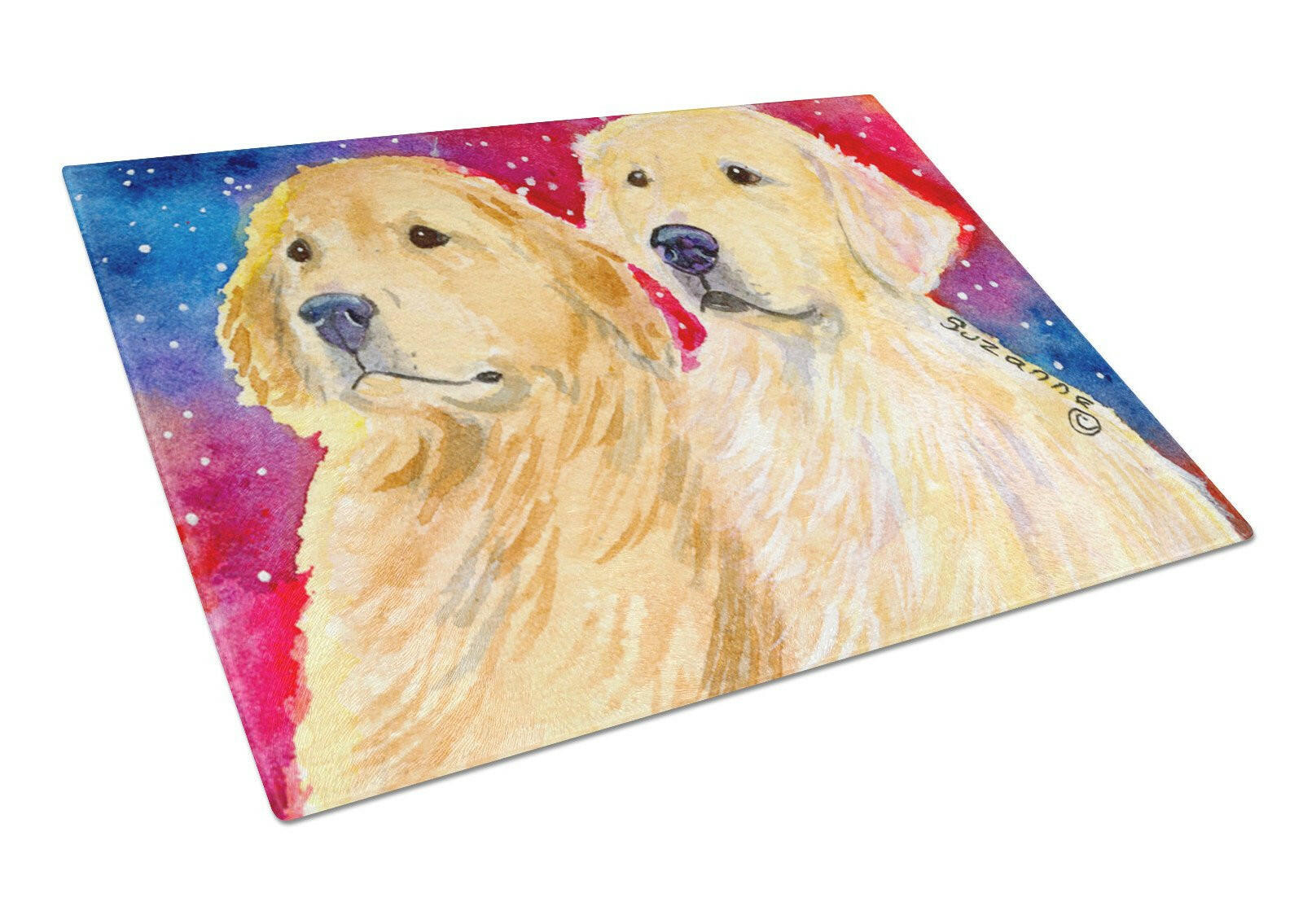 Golden Retriever Cutting Board Tempered Glass Kitchen Cutting Surface, Heat Resistant Chopping, Non-Slip Feet, Food Prep & Serving
