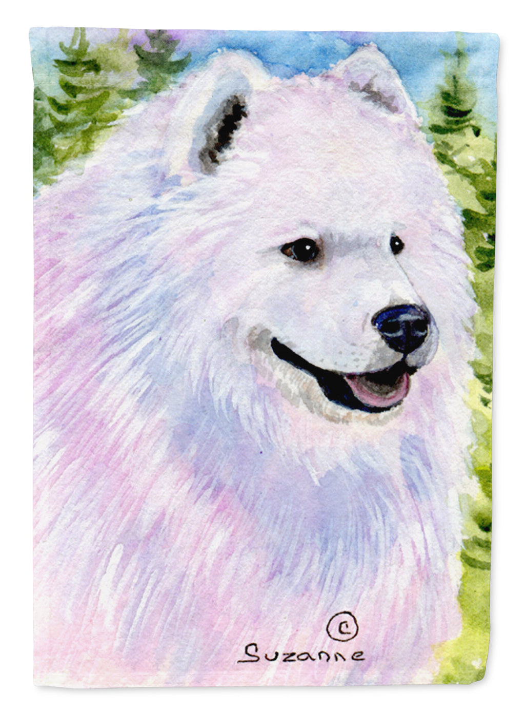Samoyed House Flag 28x40 Porch Sleeve Pole Decorative Outside Yard Banner Artwork Wall Hanging, Polyester