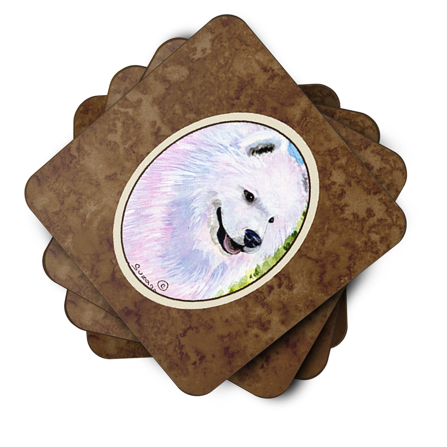 Samoyed Foam Coasters Set of 4 Cup Coasters for Indoor Outdoor, Tabletop Protection, Anti Slip, Mouse pad Material