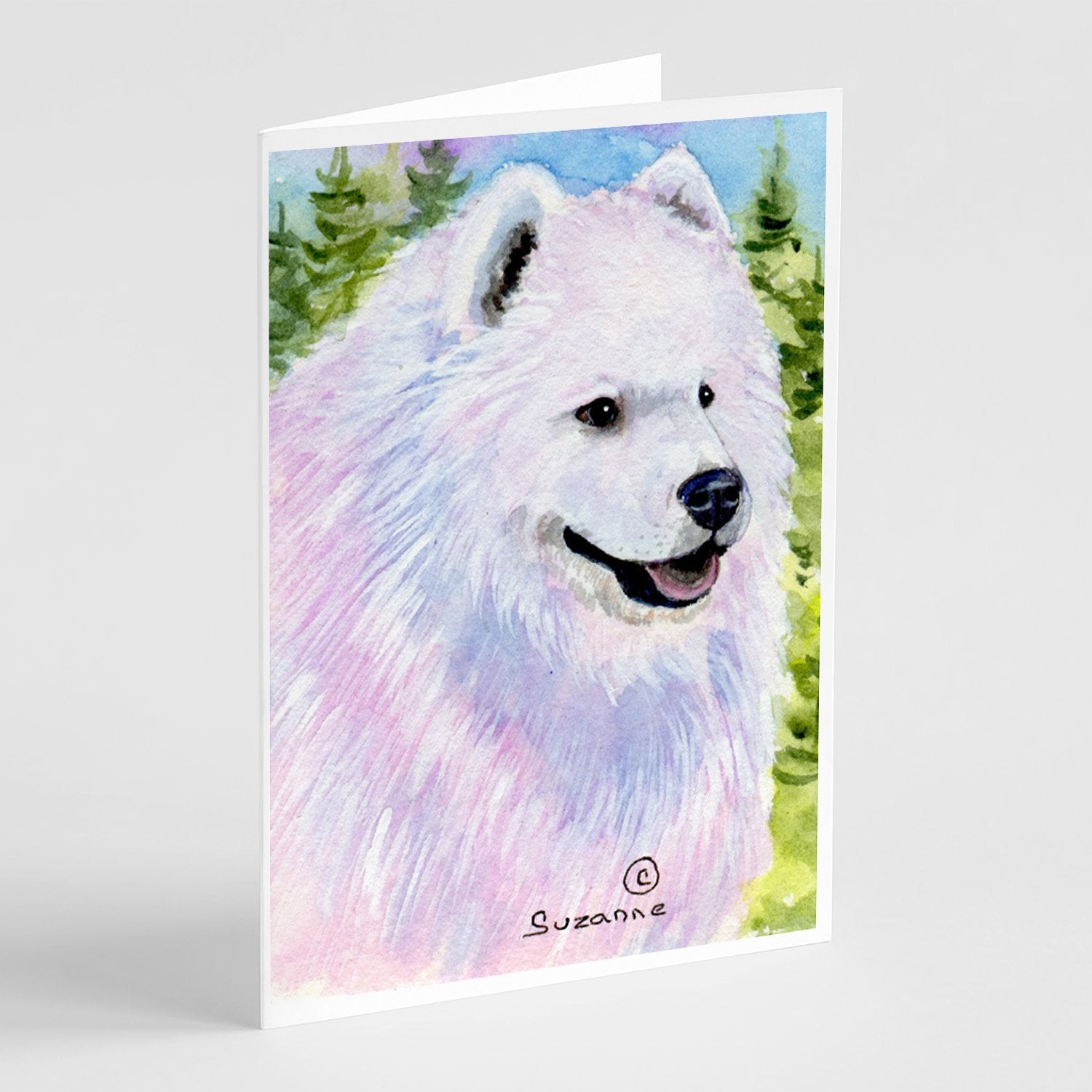 Samoyed Greeting Cards Pack of 8 Blank Cards with Envelopes Whimsical A7 Size 5x7