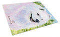 Samoyed Cutting Board Tempered Glass Kitchen Cutting Surface, Heat Resistant Chopping, Non-Slip Feet, Food Prep & Serving