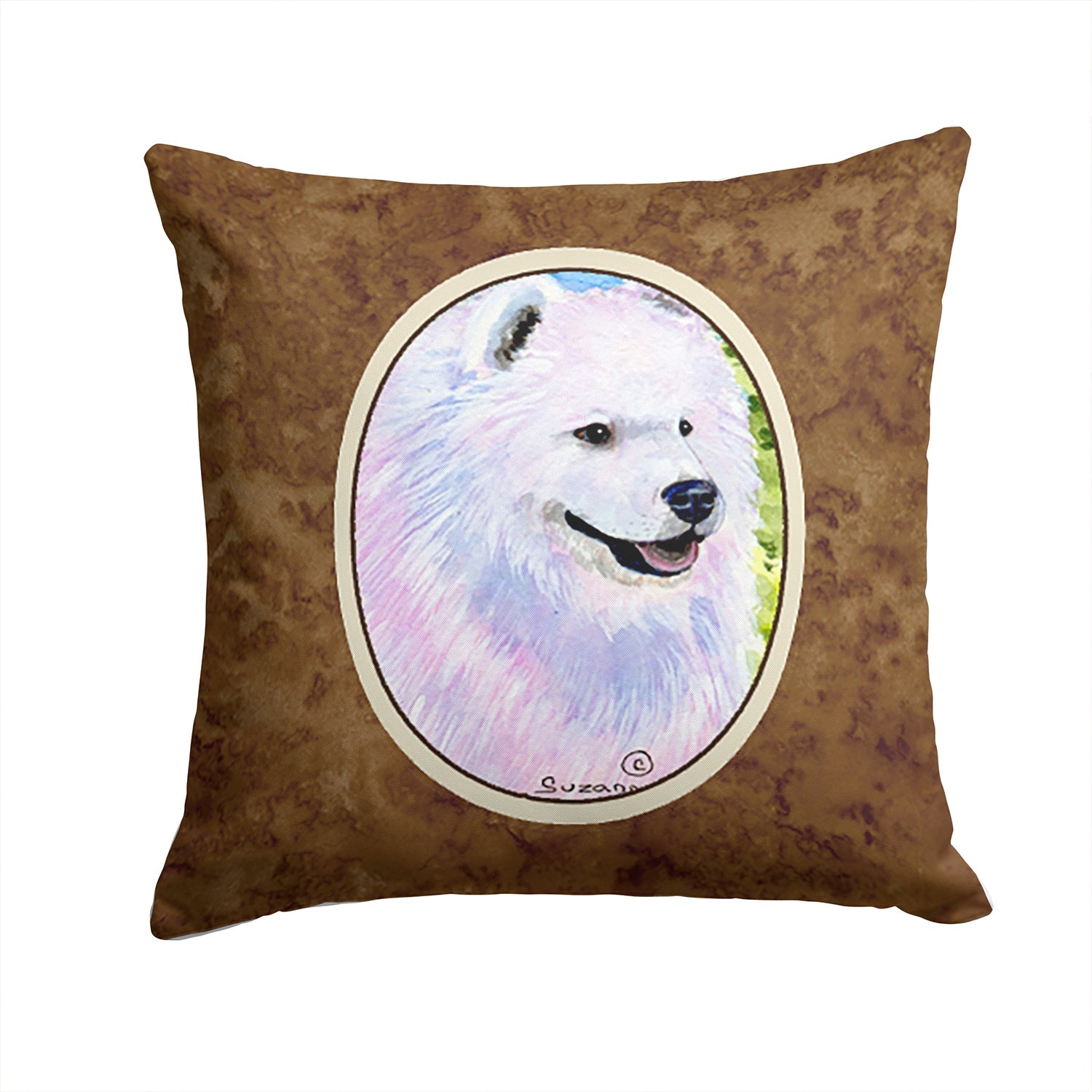 Samoyed Decorative Throw Pillow 14x14 Indoor Outdoor Accent Cushion, Fabric Cover with Insert for Sofa, Bed, Porch & Living Room