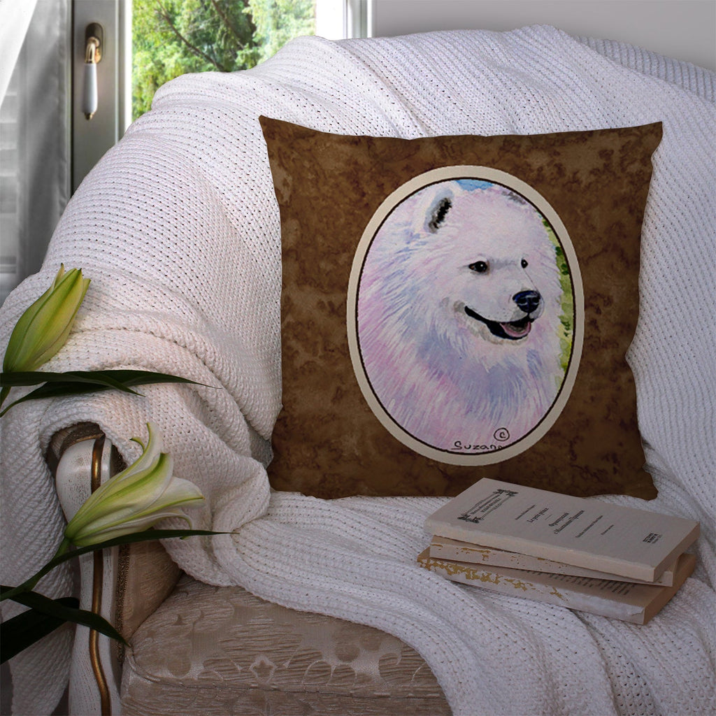 Samoyed Decorative Throw Pillow 14x14 Indoor Outdoor Accent Cushion, Fabric Cover with Insert for Sofa, Bed, Porch & Living Room