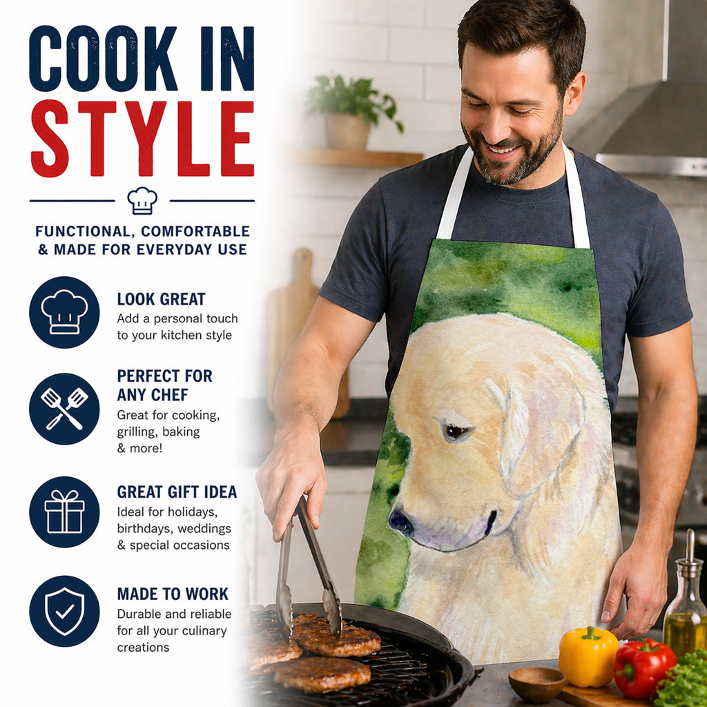 Golden Retriever Apron Cooking Kitchen Server Baking Crafts Gardening for Adult Women Men, Unisex, Large, Multicolor
