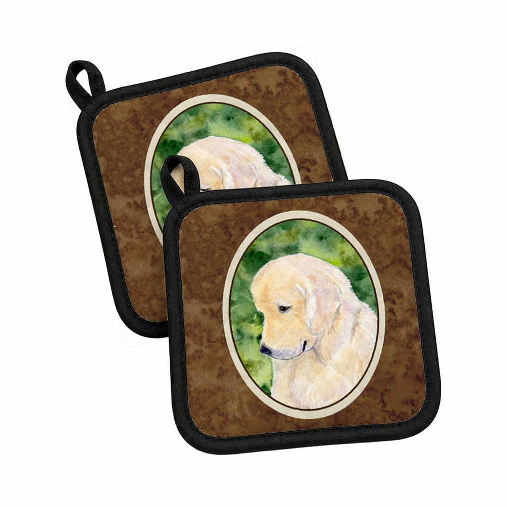 Golden Retriever Pot Holder Set of 2 Heat Resistant Quilted Hot Pads 7.5 x 7.5 Inch, Insulated Kitchen Trivets for Cooking & Baking