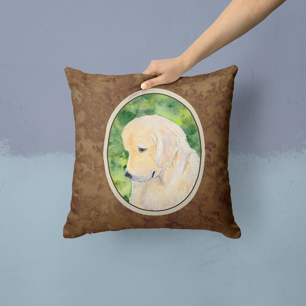 Golden Retriever Decorative Throw Pillow 14x14 Indoor Outdoor Accent Cushion, Fabric Cover with Insert for Sofa, Bed, Porch & Living Room